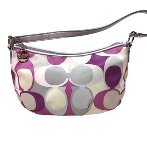 Like NEW! COACH Purple Satin Shoulder Mini Bag